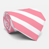 Cravate Bandes diagonales géométriques blanches saumons (Roulé)