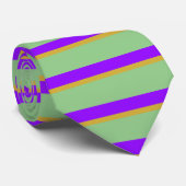 Cravate Bandes géométriques violettes dorées (Roulé)
