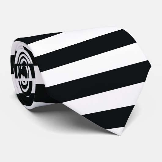 Cravate Bandes horizontales noires et blanches (Roulé)