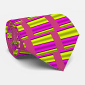 Cravate Bandes horizontales rose et jaune (Roulé)