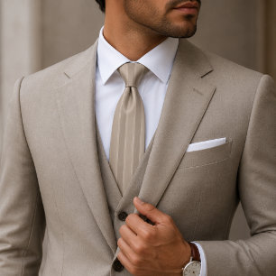 Cravate Bandes Jacquard Striées de Grès Luxueux et Taupe