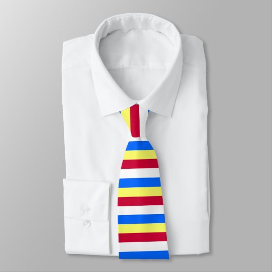 Cravate Bandes jaunes, rouges, blanches et bleues (Attaché)