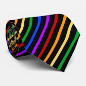 Cravate Bandes noires et arc-en-ciel (Roulé)