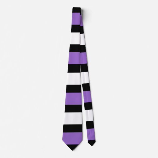Cravate Bandes noires, violettes et blanches (Devant)