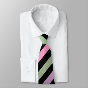 Cravate Bandes, rose, vert