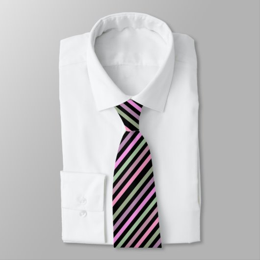 Cravate Bandes, rose, vert (Attaché)