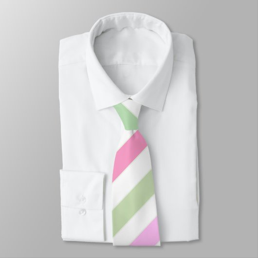 Cravate Bandes, rose, vert (Attaché)