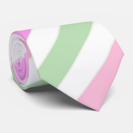 Cravate Bandes, rose, vert (Roulé)