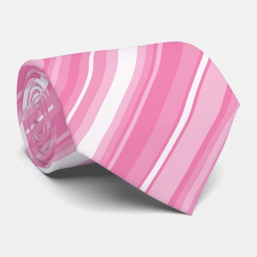 Cravate Bandes roses (Roulé)