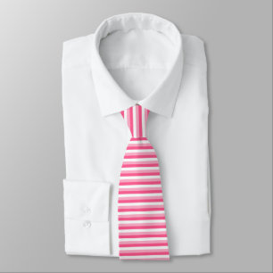 Cravate Bandes roses, roses chaudes et blanches