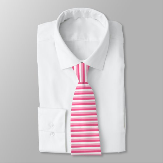 Cravate Bandes roses, roses chaudes et blanches (Attaché)