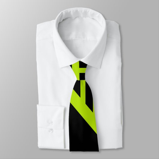 Cravate Bandes triangulaires - Vert citron (Attaché)