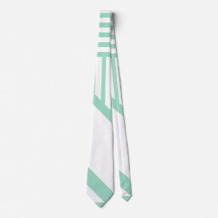 Cravate Bandes triangulaires - Vert et blanc de menthe