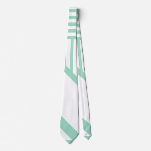 Cravate Bandes triangulaires - Vert et blanc de menthe (Devant)