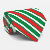 Cravate Bandes vertes blanches rouges de Noël (Roulé)
