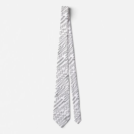 Cravate Bandes Zigzag noir et blanc (Devant)