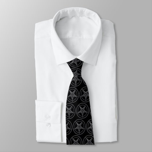 Cravate Baphomet noir et blanc (cravate) (Attaché)