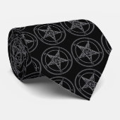 Cravate Baphomet noir et blanc (cravate) (Roulé)