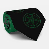 Cravate Baphomet Wave Abstrait {Green} (Roulé)