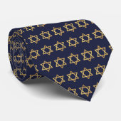 Cravate Bar Mitzvah Navy Blue Faux Gold Star de David Boy (Roulé)