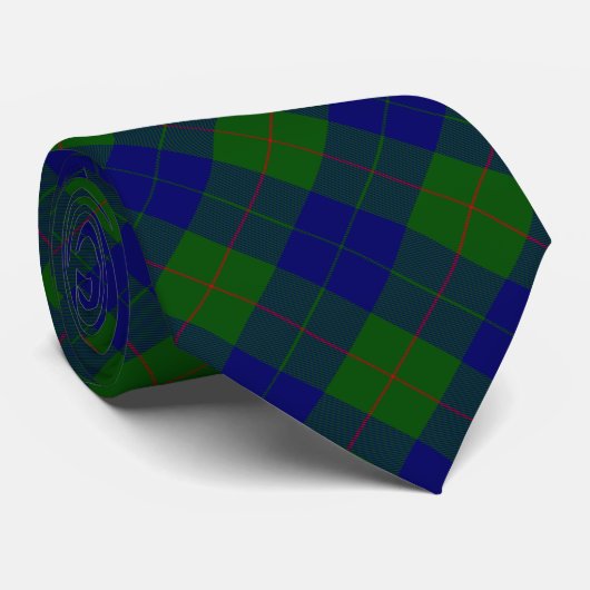 Cravate Barclay clan tartan bleu vert plaid (Roulé)