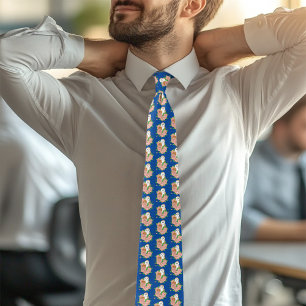 Cravate Barne Chouette Fleurs roses Bleu