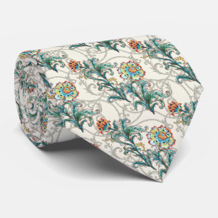 Cravate Baroque Floral Élégant Doré