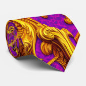 Cravate Baroque Rococo Golden Purple Filagree (Roulé)