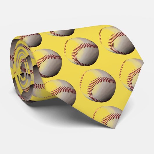 Cravate Baseball Pop Art Jaune (Roulé)