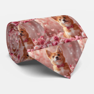 Cravate Basenji avec Rose - Saint Valentin
