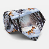 Cravate Basenji Laisser neiger Noël (Roulé)