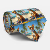 Cravate Basenji sur la plage, cadeau d'été pour les amoure (Roulé)