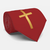 Cravate Basic Christian Cross Golden Ratio Gold Red (Roulé)