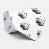 Cravate Basket-ball pop art noir blanc gris tendance (Roulé)