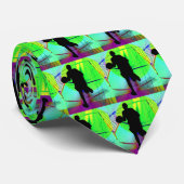 Cravate Basket-ball psychédélique de cour (Roulé)