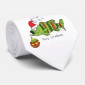 Cravate Basse de Noël amusante Pêche Poisson Caricature (Roulé)