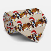 Cravate Basset embrouillé dans des lumières de Noël (Roulé)