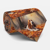 Cravate Basset Hound à l'automne Leaves automne Inspire (Roulé)
