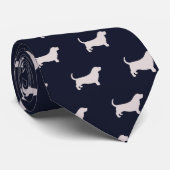 Cravate Basset Hound Chien race Silhouettes Motif bleu (Roulé)