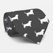 Cravate Basset Hound Chien race Silhouettes Motif Grey (Roulé)
