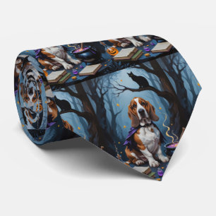 Cravate Basset Hound Chien Whimsical Halloween Peinture