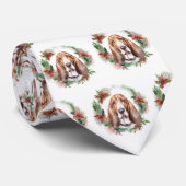 Cravate Basset Hound Festive Wreath de Noël Pup (Roulé)