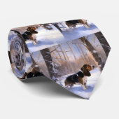 Cravate Basset Hound Laisser neiger Noël (Roulé)