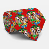 Cravate Basset Hound Noël Open Cadeaux (Roulé)