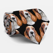Cravate Basset Hound rouge et blanc (Roulé)