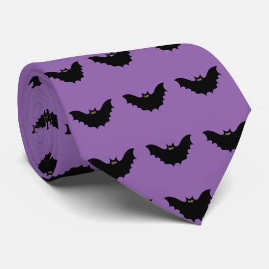 Cravate Bat noir d'Halloween (Roulé)