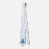 Cravate Bateau à voile sur Blue Check Necktie (Devant)