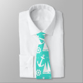 Cravate Bateau côtier bleu turquoise (Attaché)