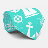 Cravate Bateau côtier bleu turquoise (Roulé)