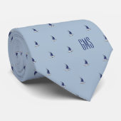Cravate Bateaux à voile Monogramme Bleu clair (Roulé)